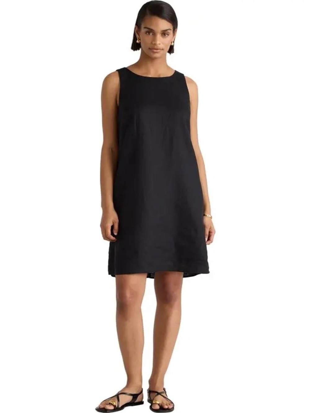 Eileen Fisher silk sleeveless black dress